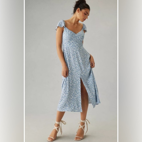 REFORMATION Baxley Floral Boho Chic Blue Dress Size 6 - Picture 1 of 11